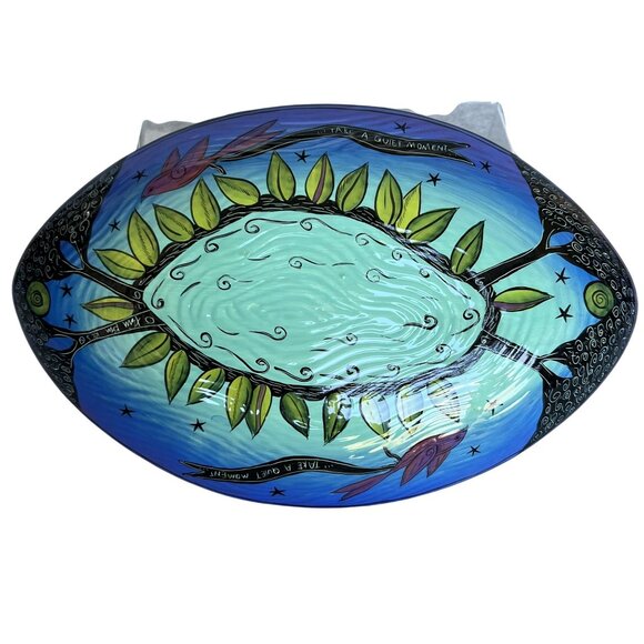 Terri Kern Vintage Handmade Moon Star Night Oval Serving Platter Bowl 14" Signed - Picture 15 of 16